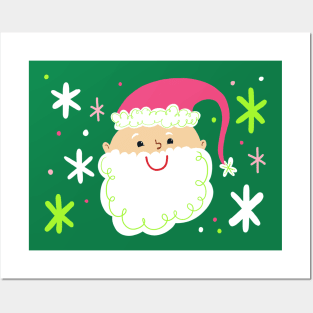 Christmas Cute Santa Claus - Vintage Kris Kringle Merry Christmas Happy Holidays Posters and Art